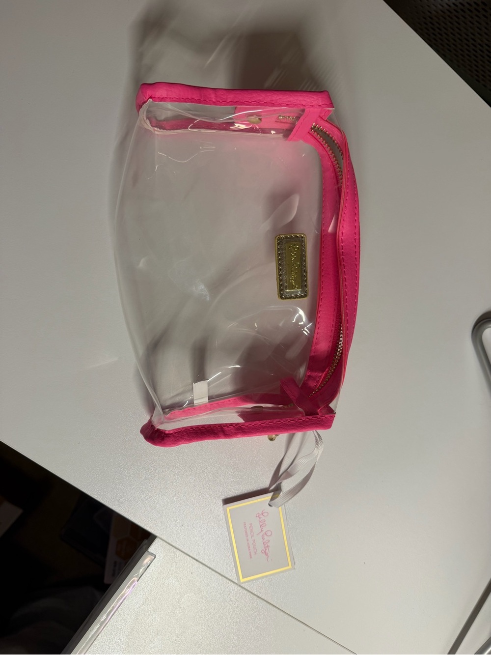 Clear Cosmetic Pouch with Pink Trim - Kate Spade Style
